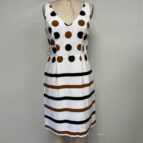 NWT Deadstock $168 Anthropologie Burlap Brand Polka Dot Striped Cotton Dress Med - Picture 1 of 4
